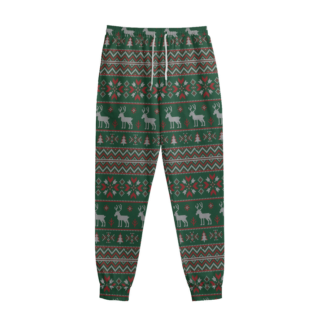 Christmas Holiday Knitted Pattern Print Sweatpants