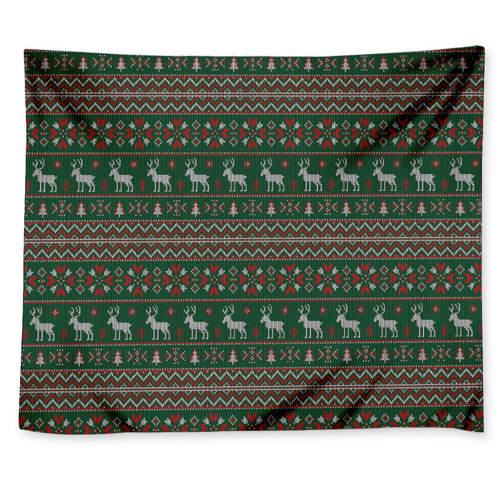 Christmas Holiday Knitted Pattern Print Tapestry