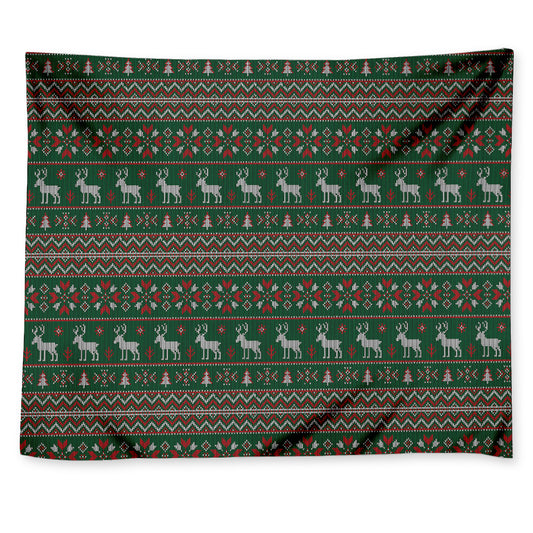 Christmas Holiday Knitted Pattern Print Tapestry