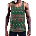Christmas Holiday Knitted Pattern Print Men's Workout Tank Top