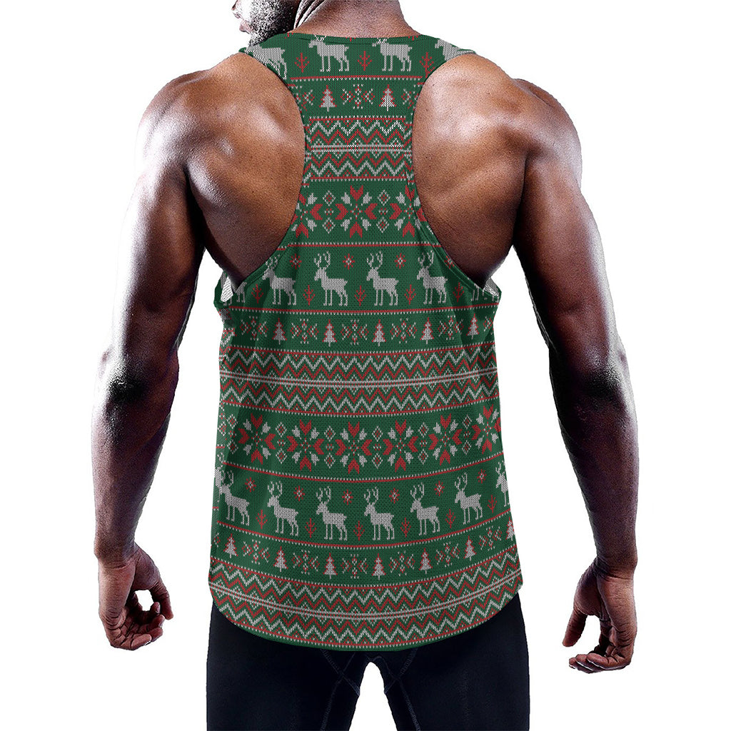 Christmas Holiday Knitted Pattern Print Training Tank Top