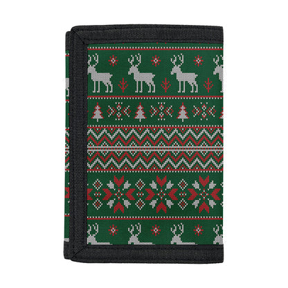 Christmas Holiday Knitted Pattern Print Trifold Wallet