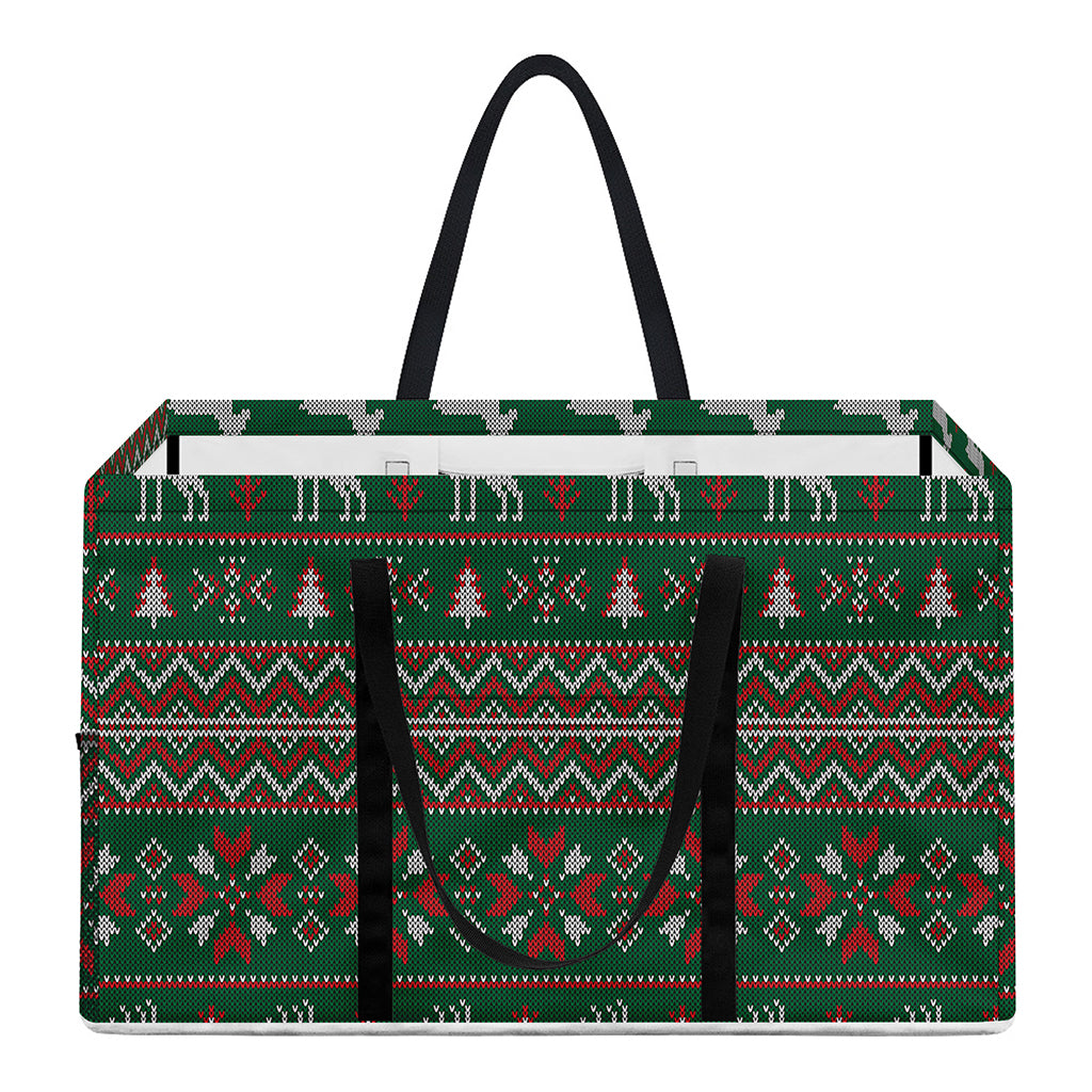 Christmas Holiday Knitted Pattern Print Utility Tote Bag