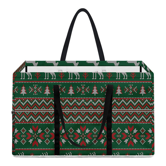 Christmas Holiday Knitted Pattern Print Utility Tote Bag