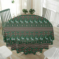Christmas Holiday Knitted Pattern Print Waterproof Round Tablecloth