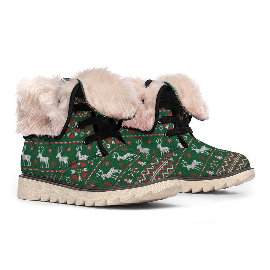 Christmas Holiday Knitted Pattern Print Winter Boots