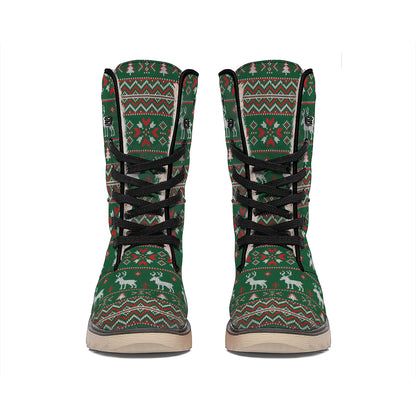 Christmas Holiday Knitted Pattern Print Winter Boots