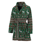 Christmas Holiday Knitted Pattern Print Women's Bathrobe