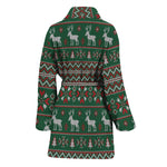 Christmas Holiday Knitted Pattern Print Women's Bathrobe
