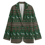 Christmas Holiday Knitted Pattern Print Women's Blazer