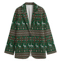 Christmas Holiday Knitted Pattern Print Women's Cotton Blazer