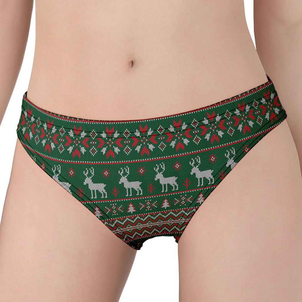 Christmas Holiday Knitted Pattern Print Women's Panties