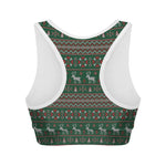Christmas Holiday Knitted Pattern Print Women's Sports Bra