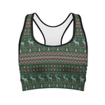Christmas Holiday Knitted Pattern Print Women's Sports Bra