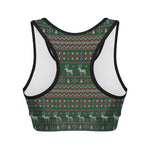 Christmas Holiday Knitted Pattern Print Women's Sports Bra