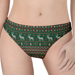 Christmas Holiday Knitted Pattern Print Women's Thong