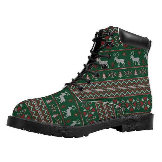 Christmas Holiday Knitted Pattern Print Work Boots