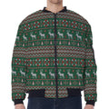 Christmas Holiday Knitted Pattern Print Zip Sleeve Bomber Jacket