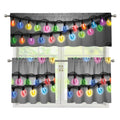 Christmas Holiday Lights Print 3 Piece Kitchen Curtains