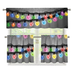 Christmas Holiday Lights Print 3 Piece Kitchen Curtains