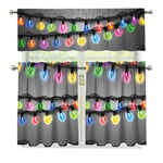 Christmas Holiday Lights Print 3 Piece Kitchen Curtains
