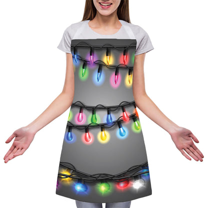 Christmas Holiday Lights Print Adjustable Apron