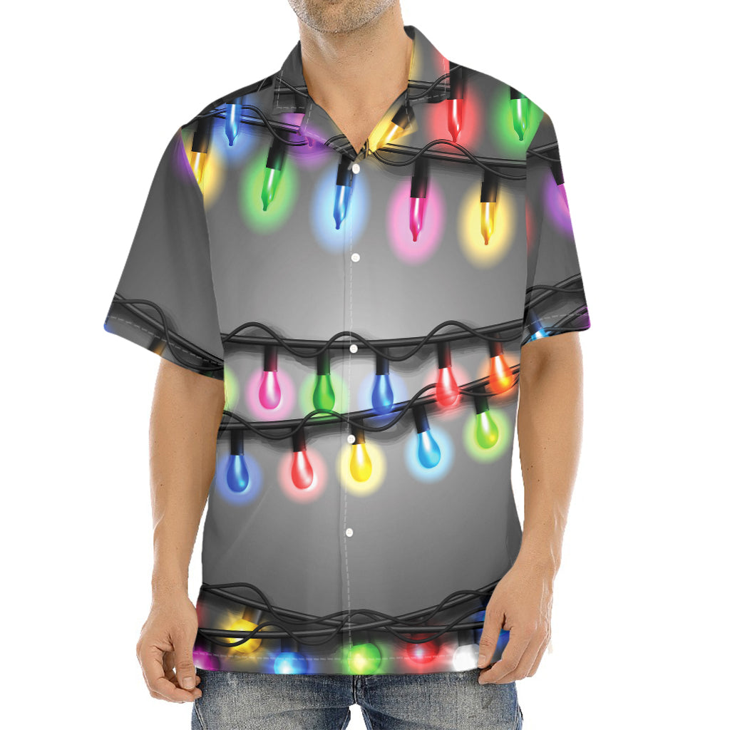 Christmas Holiday Lights Print Aloha Shirt