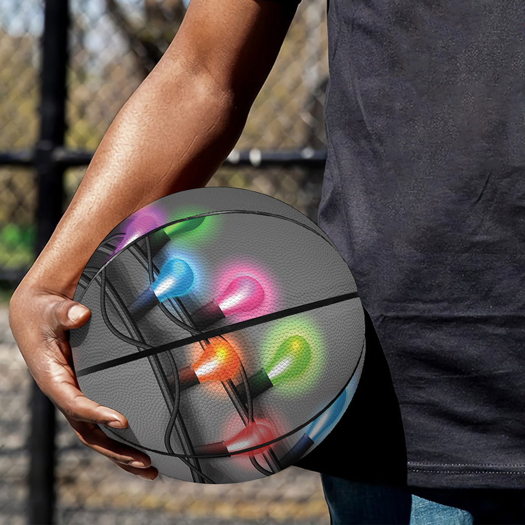 Christmas Holiday Lights Print Basketball