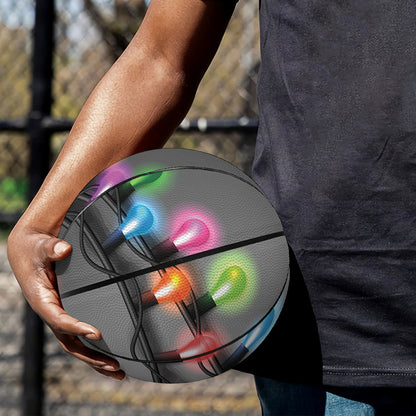 Christmas Holiday Lights Print Basketball