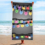 Christmas Holiday Lights Print Beach Towel