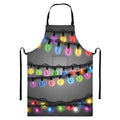 Christmas Holiday Lights Print Bib Apron With Pocket