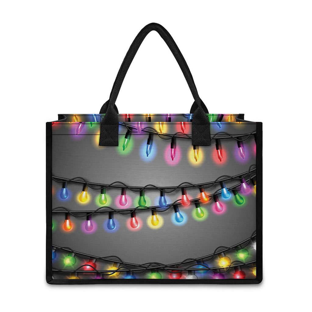 Christmas Holiday Lights Print Canvas Tote Bag