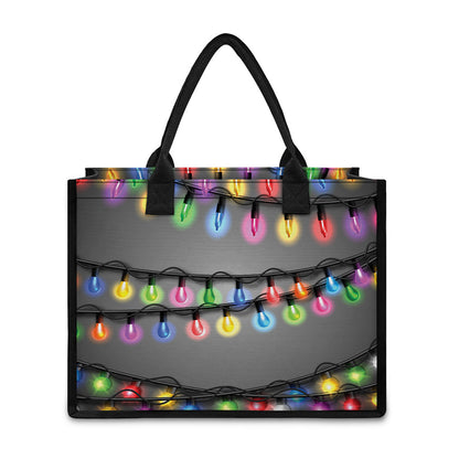 Christmas Holiday Lights Print Canvas Tote Bag