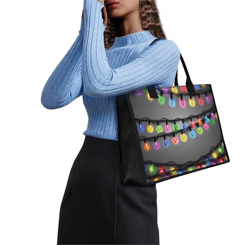 Christmas Holiday Lights Print Canvas Tote Bag
