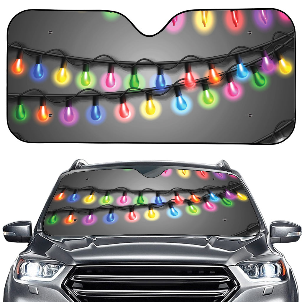 Christmas Holiday Lights Print Car Windshield Sun Shade