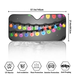 Christmas Holiday Lights Print Car Windshield Sun Shade