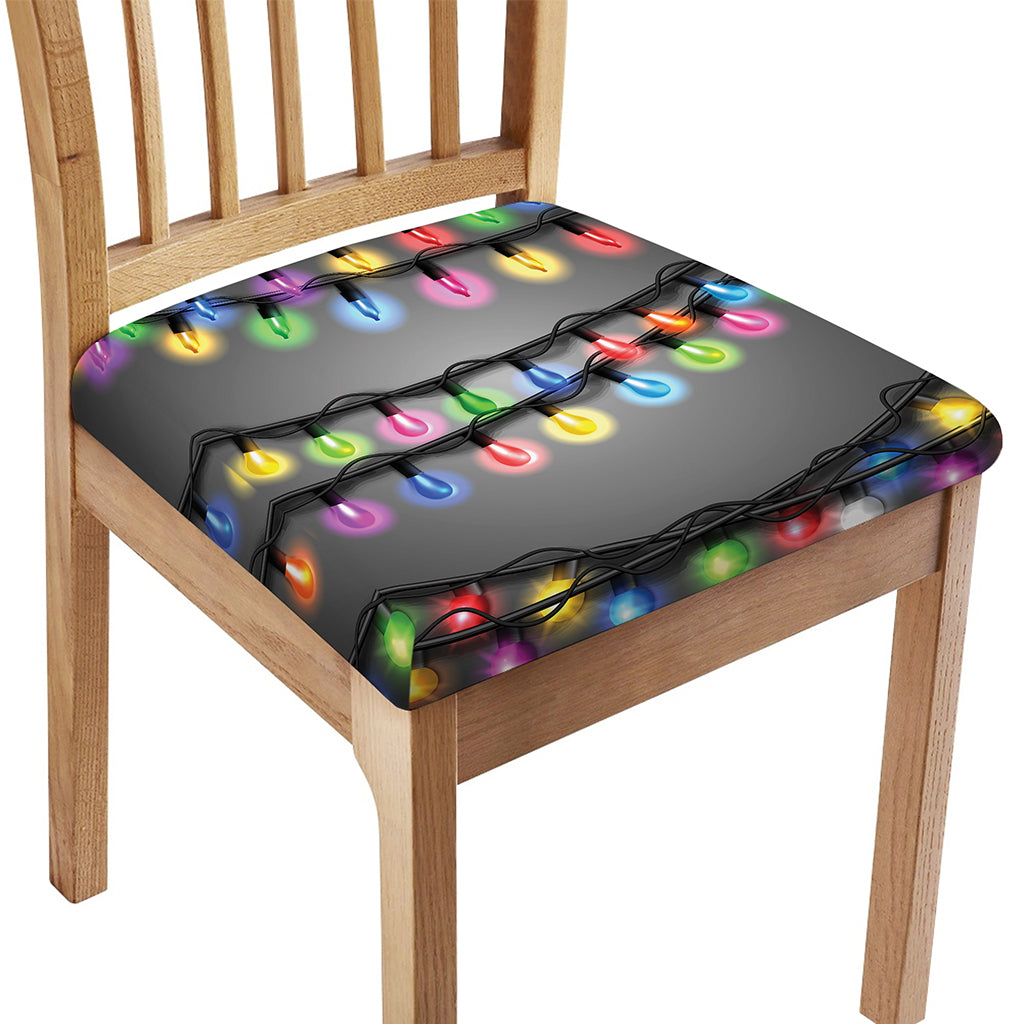 Christmas Holiday Lights Print Chair Cushion Cover