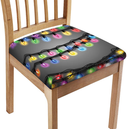 Christmas Holiday Lights Print Chair Cushion Cover