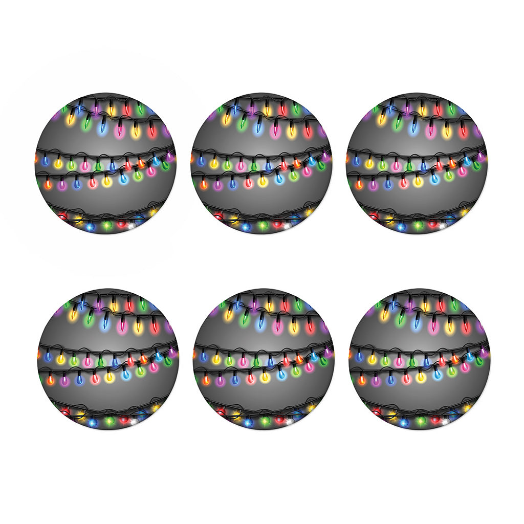 Christmas Holiday Lights Print Coaster Set