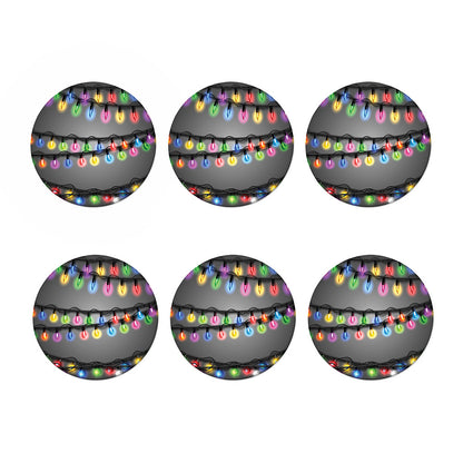Christmas Holiday Lights Print Coaster Set
