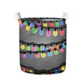 Christmas Holiday Lights Print Collapsible Laundry Basket