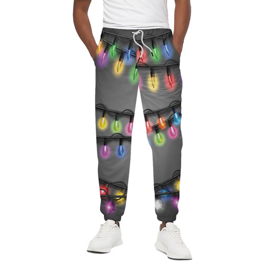 Christmas Holiday Lights Print Cotton Pants