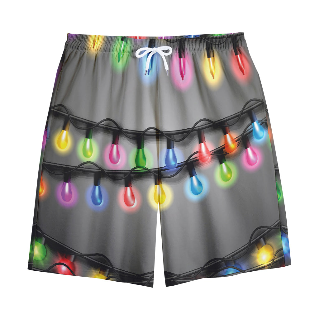 Christmas Holiday Lights Print Cotton Shorts