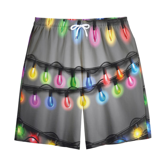 Christmas Holiday Lights Print Cotton Shorts