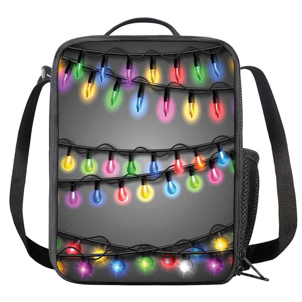 Christmas Holiday Lights Print Crossbody Lunch Bag