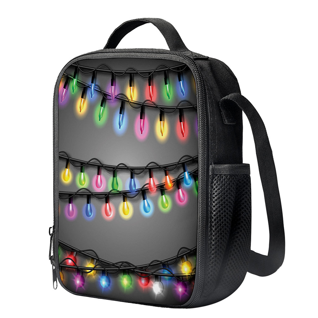 Christmas Holiday Lights Print Crossbody Lunch Bag