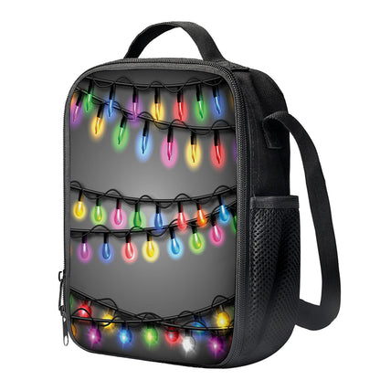 Christmas Holiday Lights Print Crossbody Lunch Bag