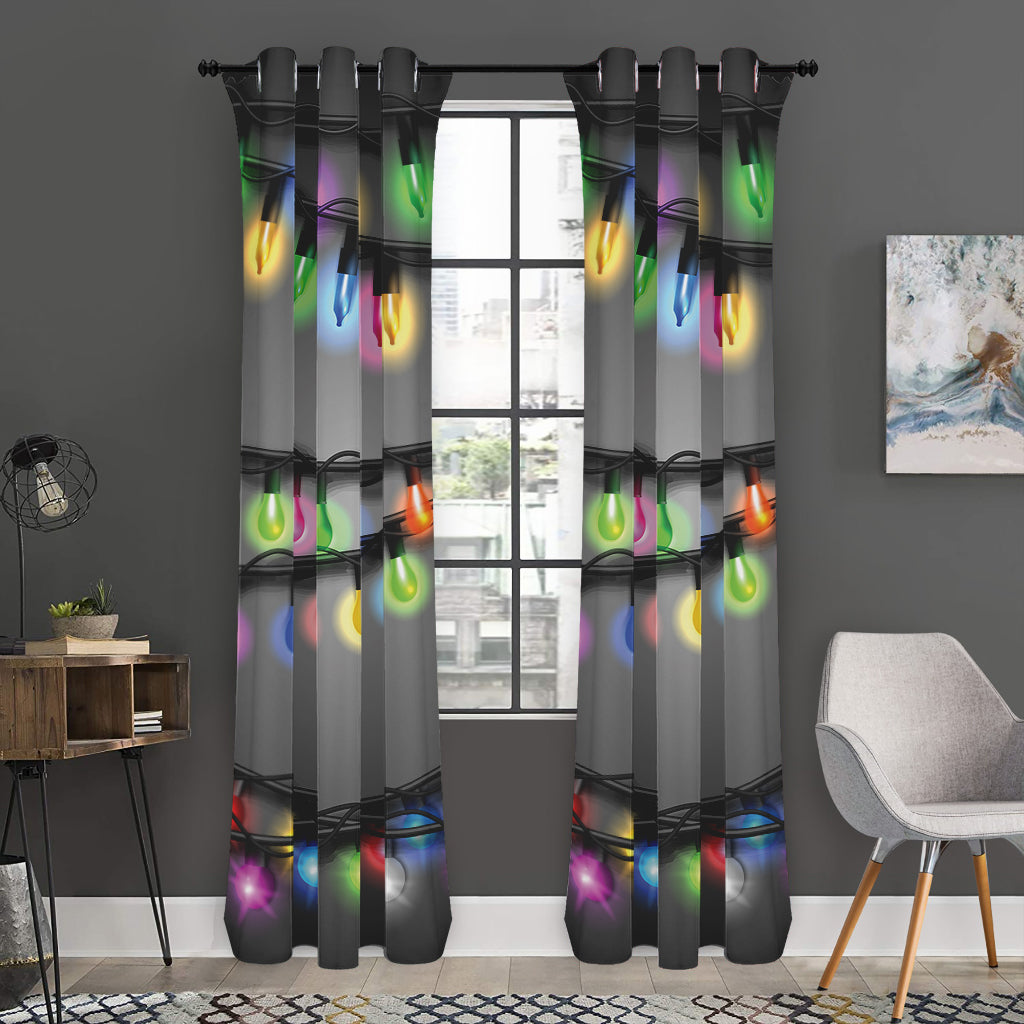 Christmas Holiday Lights Print Curtain