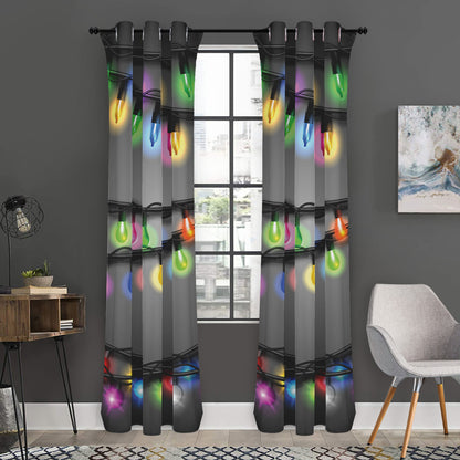 Christmas Holiday Lights Print Curtain