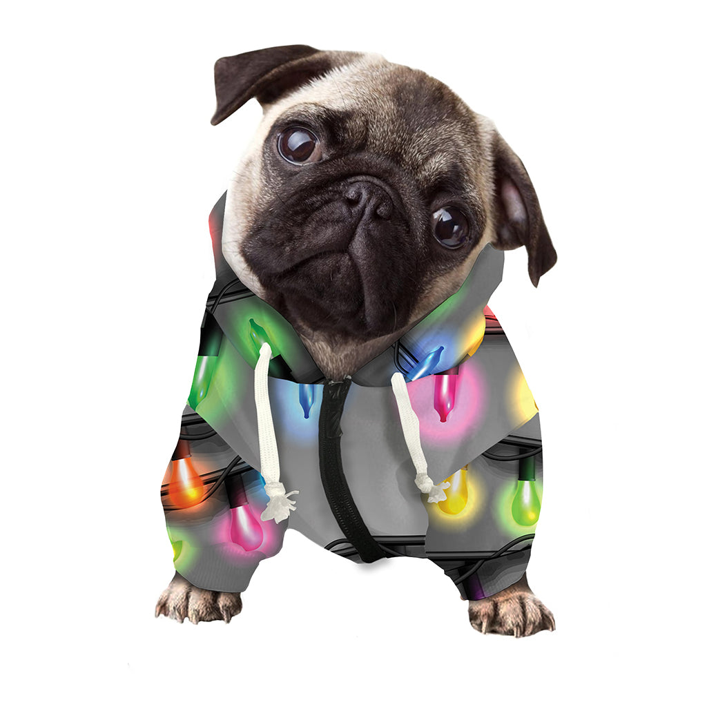 Christmas Holiday Lights Print Dog Zip Up Hoodie